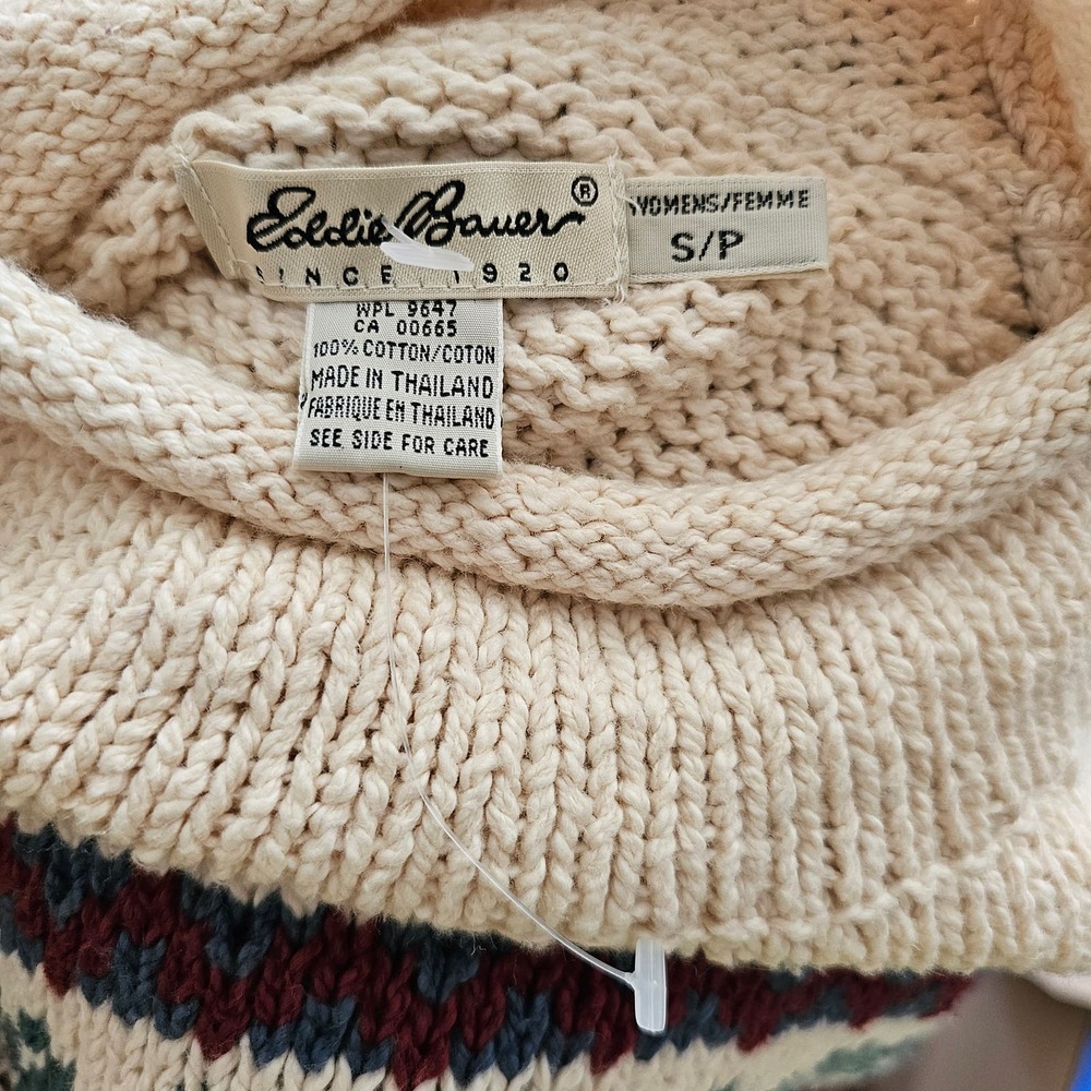 NWOT VTG EDDIE BAUER Women's Fair Isle Oversized Mock Neck Pullover Sweater Sz S - Picture 10 of 14